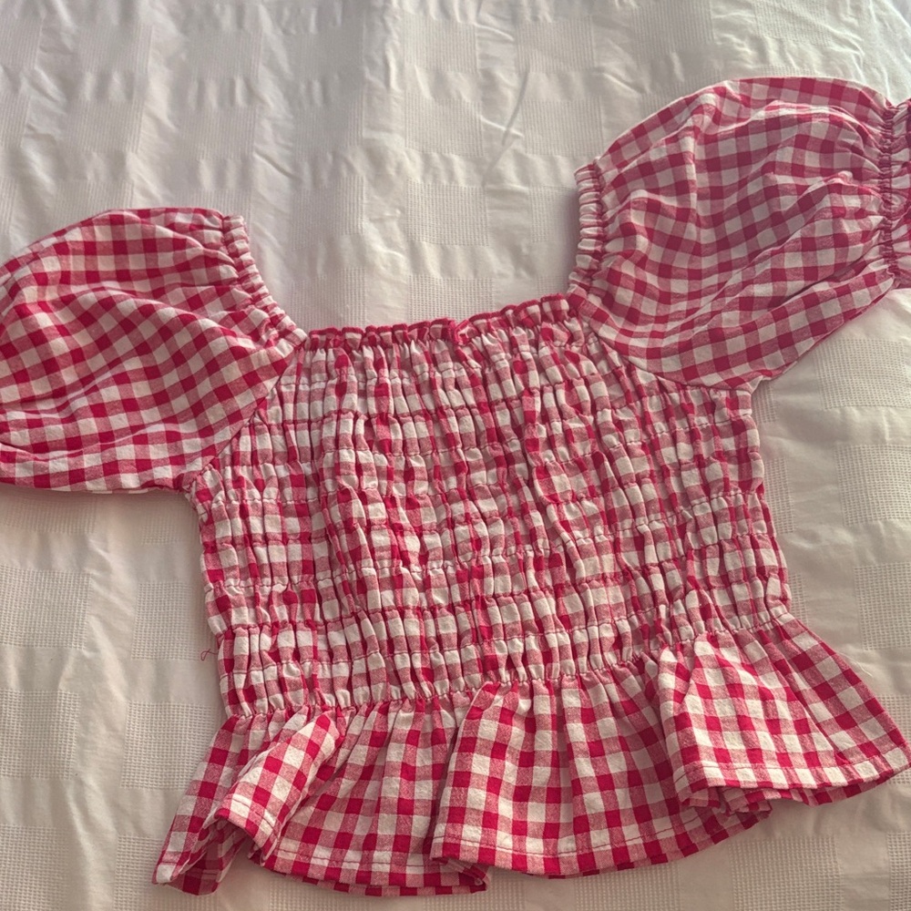 BNWOT Pink Gingham Kids Top SIZE 4